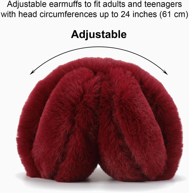 SUNBORRY Store Foldable Ear Muffs for Women, Faux Fur Adjustable Earmuffs for Winter - Image 3